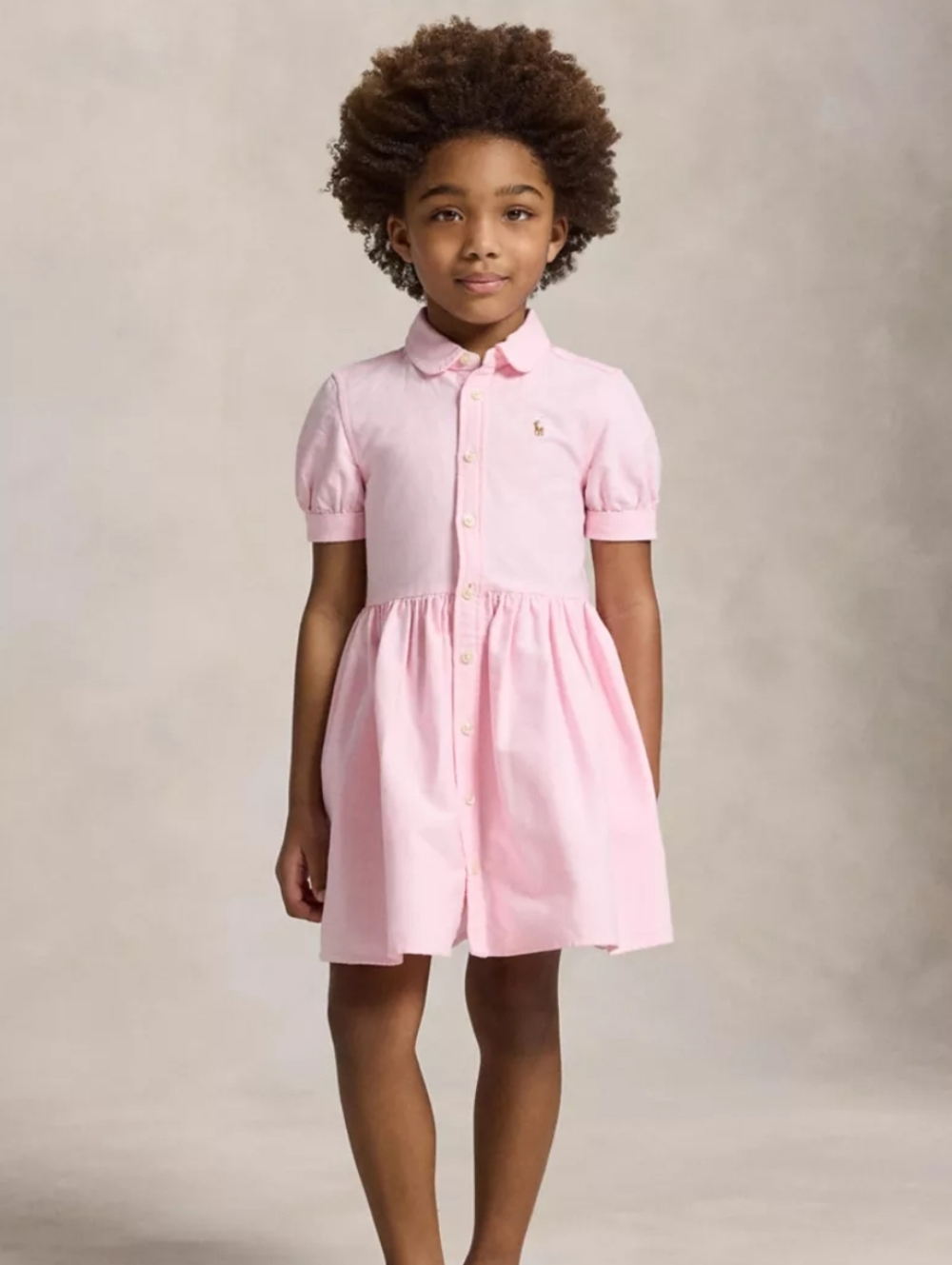 Ralph Lauren Girls' Pink Oxford Polo Shirt Dress